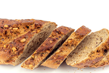 Flax Seed Bread on White Background