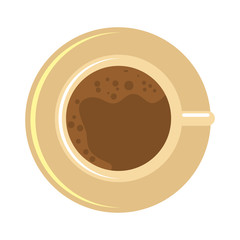 view aerial of cup coffee delicious isolated icon vector illustration design