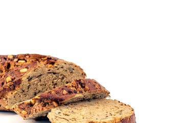 Flax Seed Bread on White Background