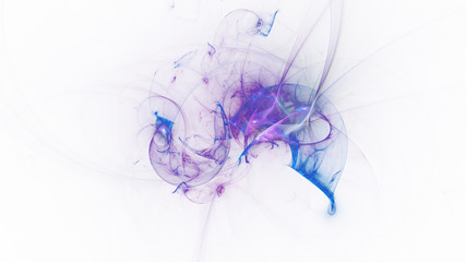 Fototapeta premium Abstract colorful blue and violet glowing shapes. Fantasy light background. Digital fractal art. 3d rendering.