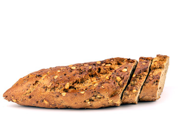 Flax Seed Bread on White Background