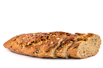 Flax Seed Bread on White Background