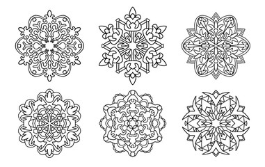 set of vector black mandalas. Mandal design for coloring, graphic design, decor