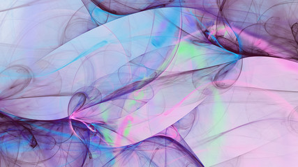 Abstract blue and purple chaotic glass shapes. Colorful fractal background. Digital art. 3d rendering.