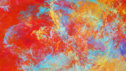 Abstract red and orange fantastic clouds. Colorful fractal background. Digital art. 3d rendering.