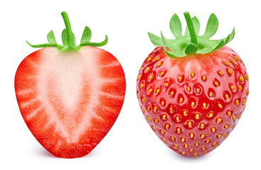Strawberry berry isolated on white background. Strawberry with clipping path