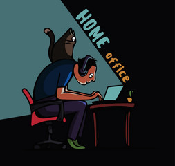 Working at home, coworking space, concept illustration