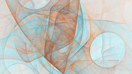 Abstract blue and orange chaotic glass shapes. Colorful fractal background. Digital art. 3d rendering.