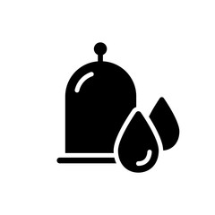 Cutout silhouette Hijama icon. Outline logo of wet cupping. Vacuum jar with blood drops. Black simple illustration of medical bleeding. Flat isolated vector image on white background