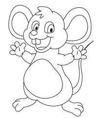 Funny cartoon rat or mouse. Coloring book for kids