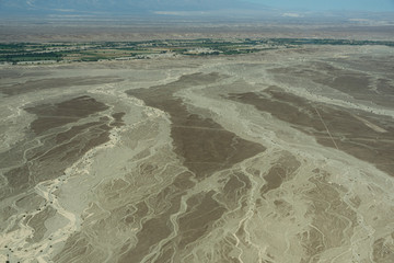 Aerial view of the Nazca desert in Peru