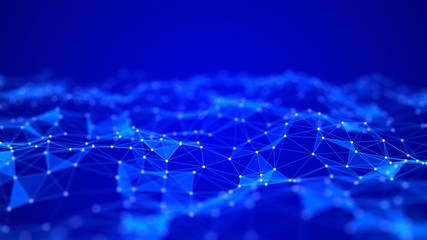 Blue digital background. Network connection structure on blue background. 3D rendering.