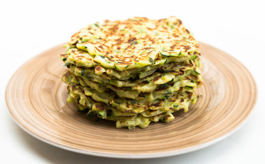 fried zucchini pancakes with greek yogurt