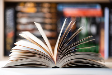 open book close up photo, blurred background