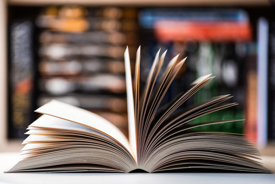 open book close up photo, blurred background