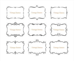 Hand drawn set of decorative frames, borders, page decoration calligraphic design elements collection. vintage vector illustration