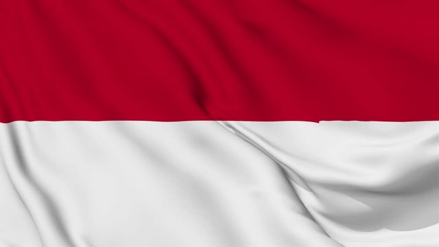 monaco flag is waving 3D animation. indonesia flag waving in the wind. National flag of indonesia. flag seamless loop animation. 4K
