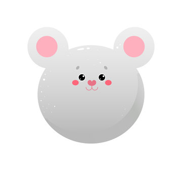 Cute Kawaii Mouse, Rat. Animal isolated on a white background. Vector