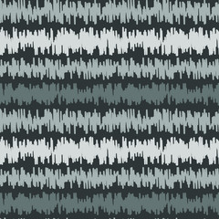 Abstract geometric ethnic Ikat seamless pattern. Gray scribble waves, stripes on black background. Ethnic asian, uzbek, indian, aztec fashion style. Fancy tribal vector texture for fabric print, cards