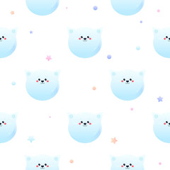Cute Kawaii Cat. Animal seamless pattern. Vector