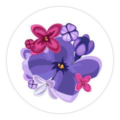 Obraz na płótnie Canvas Bouquet of flowers of lilac, four petals. Vector illustration for design icons, template, banner, background, spring and wedding concept.