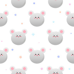 Cute Kawaii Mouse, Rat. Animal seamless pattern. Vector