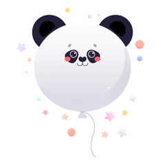 Balloon Cute Kawaii Panda, Bear. Animal isolated on a white background. Vector