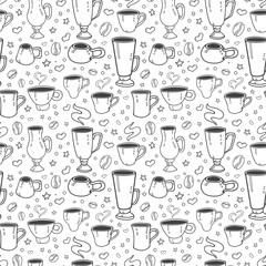 Vector illustration coffee cups. Cute style