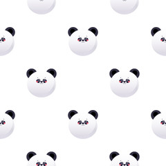 Cute Kawaii Panda, Bear. Animal seamless pattern. Vector