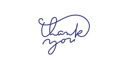 Hand drawn calligraphy monoline vintage text Thank you on white background. Calligraphy lettering animation for Thanksgiving Day, video Full HD