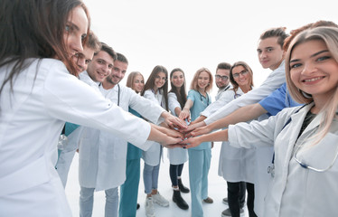 Fototapeta na wymiar group of diverse medical professionals showing their unity