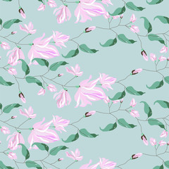  magnolia flower blossom Seamless Pattern 