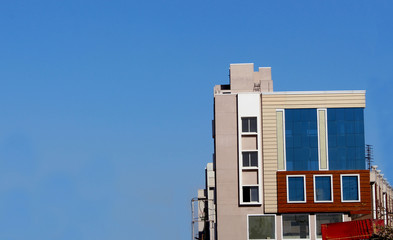 modern appartment, commercial retail and office exterier buildings in summer day
