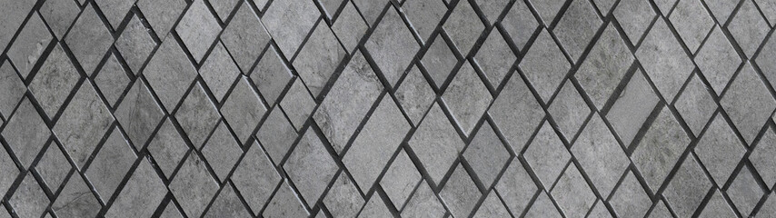 Abstract gray anthracite geometric rhombus grid tiles texture background banner panorama