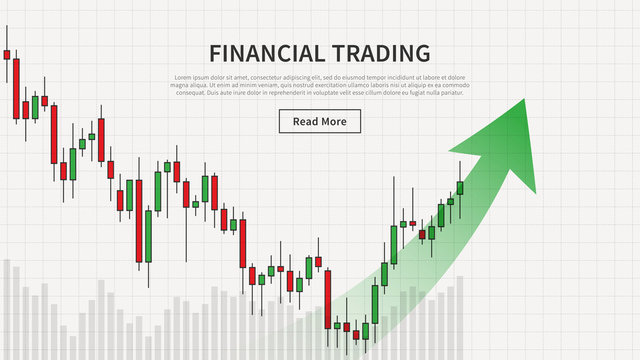 Financial trade chart with uptrend arrow vector illustration