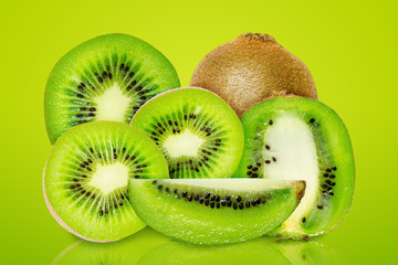 Group of ripe and fresh kiwi fruits.