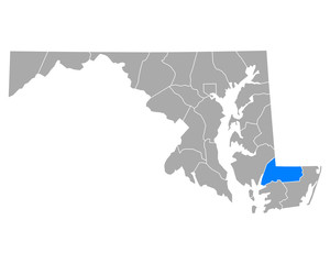Karte von Wicomico in Maryland