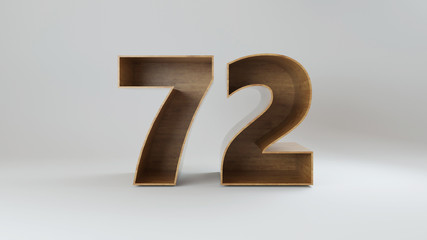 3d rendered wooden number isolated on white background