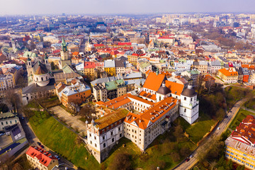 Naklejka premium Aerial view of Lublin with Dominican monastery and Archcathedral