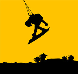 kiter black, orange, graphic