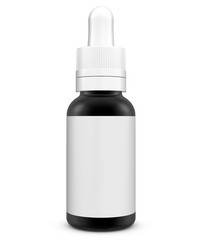 Realistic 3D Glass Bottle Mock Up Template on White Background.3D Rendering,3D Illustration.Copy Space