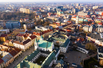 Obraz premium Aerial view of historical part of Rzeszow town at day