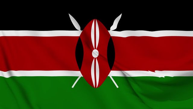 kenya flag is waving 3D animation. kenya flag waving in the wind. National flag of kenya. flag seamless loop animation. 4K