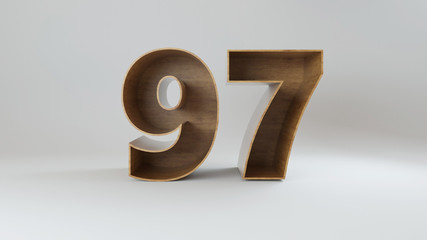 3d rendered wooden number isolated on white background