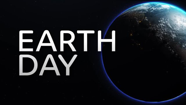 Global earth day celebration concept symbol. Earth globe rotating in space. 3d