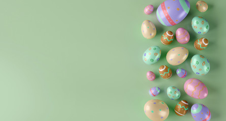 Easter composition on a color background - 3d rendering