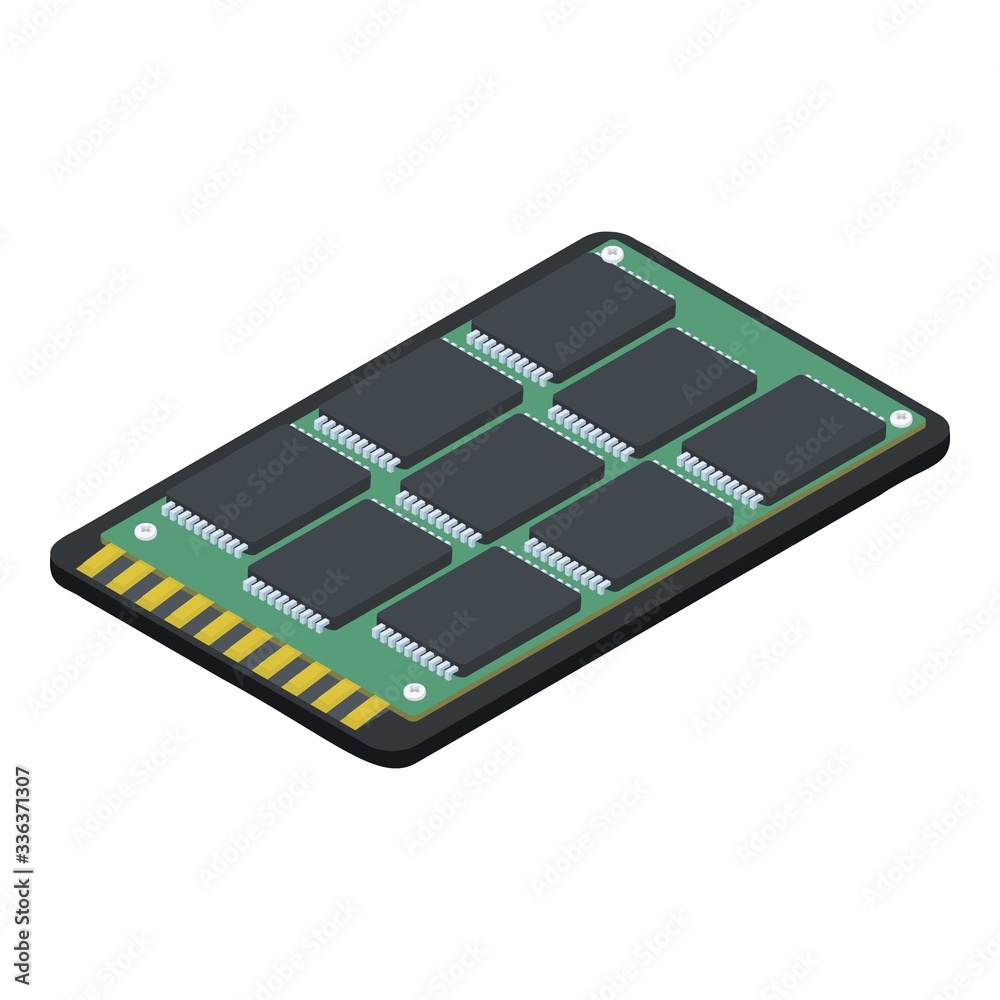 Poster ssd disk icon. isometric of ssd disk vector icon for web design isolated on white background