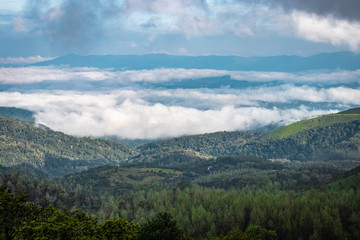 Fototapeta na wymiar mountain coverd with cloud layers and beautiful sky