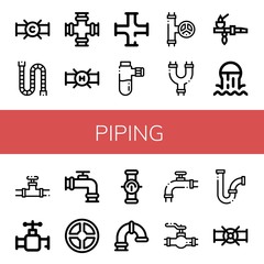 piping simple icons set