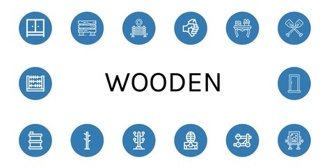 wooden simple icons set